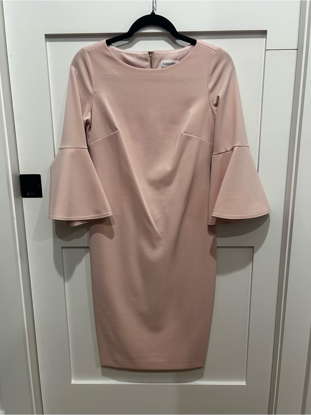 Calvin Klein Light Pink Long-Sleeve Bell Sleeve Sheath Dress